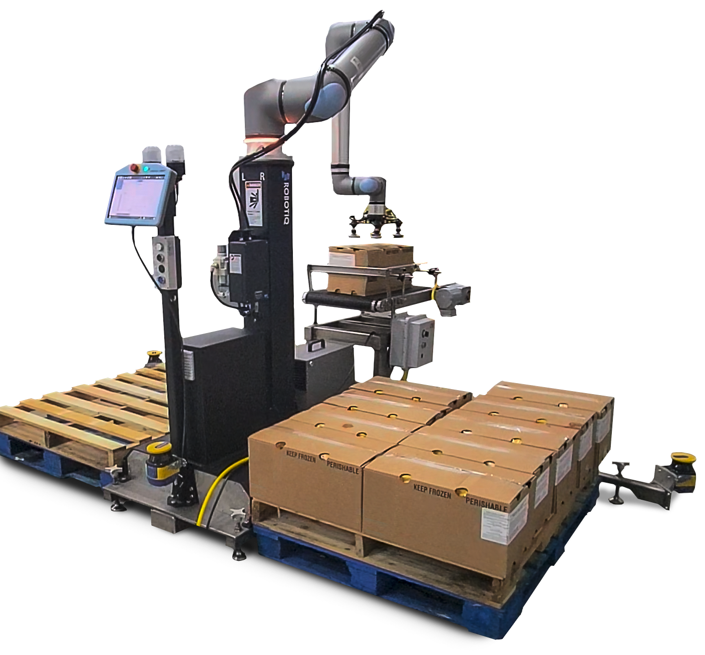 Robot27 Mobile Palletizing Base fully assembled at work.